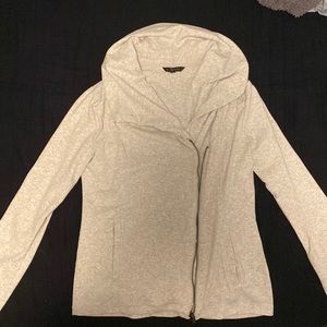 Banana Republic zip up jacket. Light gray, cotton, cowl neck